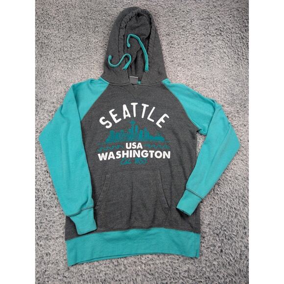 Seattle Washington Hoodie Adult Medium Gray Destination Pullover Sweater Fleece - Picture 1 of 6